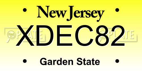 XDEC82 New Jersey License Plate