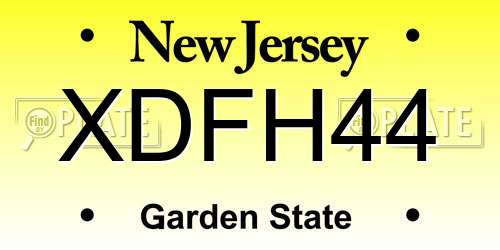 XDFH44 New Jersey License Plate