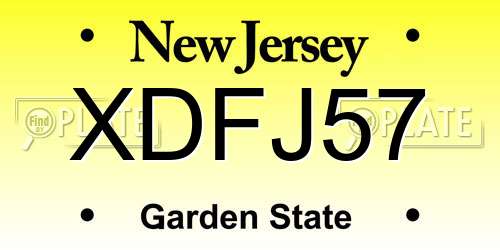 XDFJ57 New Jersey License Plate