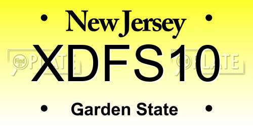 XDFS10 New Jersey License Plate