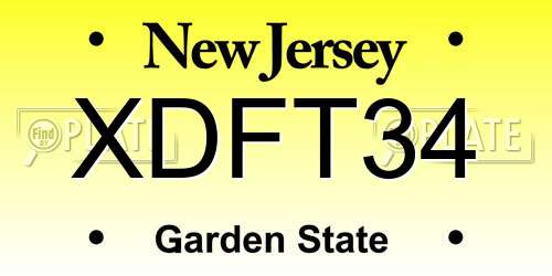 XDFT34 New Jersey License Plate