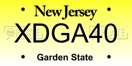 XDGA40 New Jersey License Plate