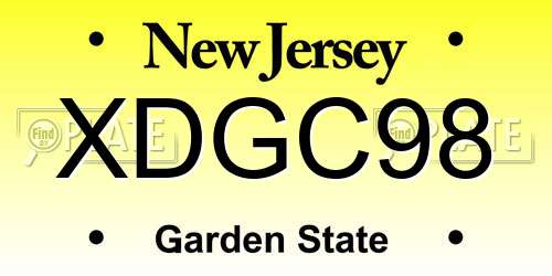 XDGC98 New Jersey License Plate