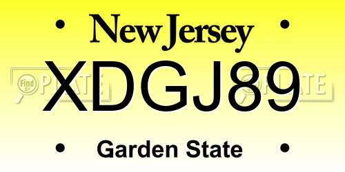 XDGJ89 New Jersey License Plate