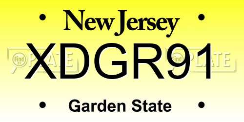 XDGR91 New Jersey License Plate