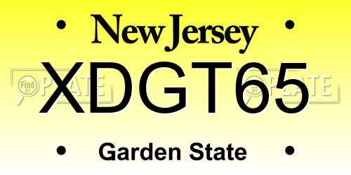 XDGT65 New Jersey License Plate