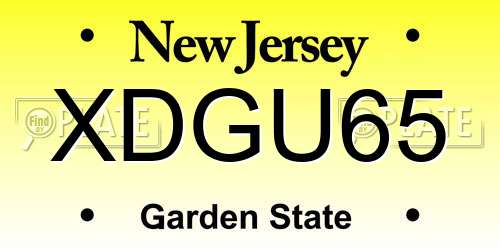 XDGU65 New Jersey License Plate