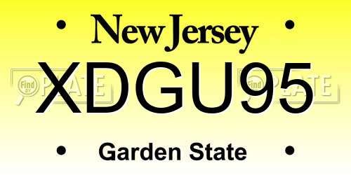 XDGU95 New Jersey License Plate