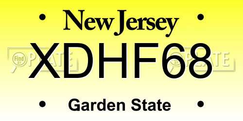 XDHF68 New Jersey License Plate