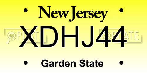 XDHJ44 New Jersey License Plate