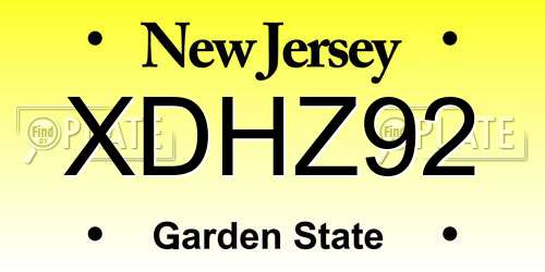 XDHZ92 New Jersey License Plate