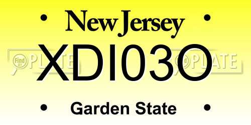 XDI03O New Jersey License Plate