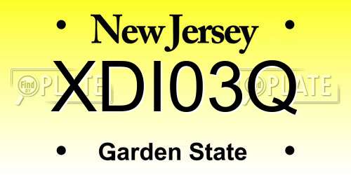 XDI03Q New Jersey License Plate