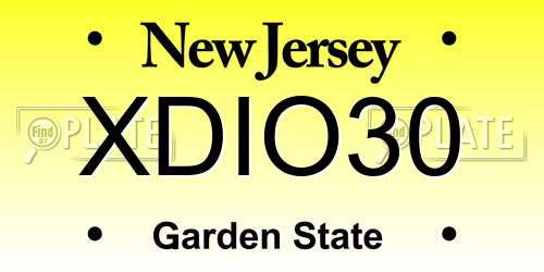 XDIO30 New Jersey License Plate