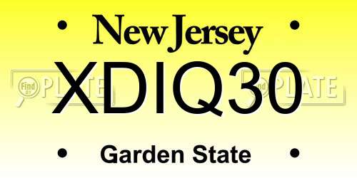 XDIQ30 New Jersey License Plate