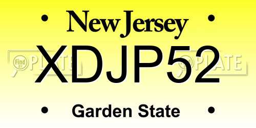 XDJP52 New Jersey License Plate