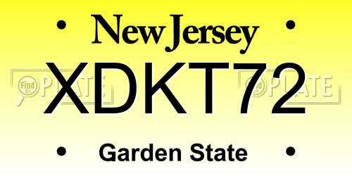XDKT72 New Jersey License Plate