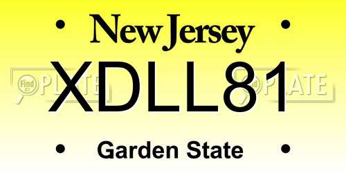 XDLL81 New Jersey License Plate