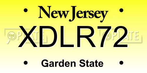 XDLR72 New Jersey License Plate