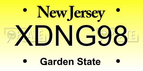 XDNG98 New Jersey License Plate