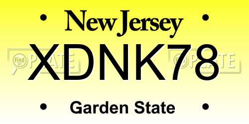 XDNK78 New Jersey License Plate