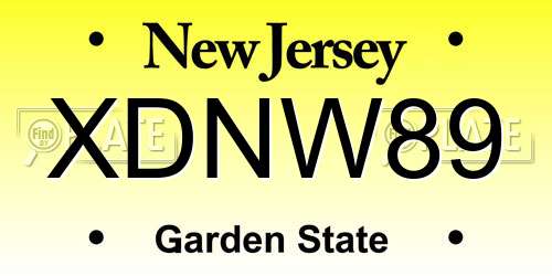 XDNW89 New Jersey License Plate