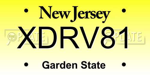 XDRV81 New Jersey License Plate