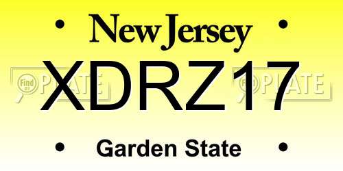 XDRZ17 New Jersey License Plate