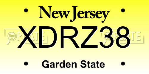 XDRZ38 New Jersey License Plate