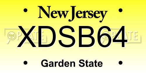 XDSB64 New Jersey License Plate