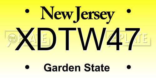 XDTW47 New Jersey License Plate