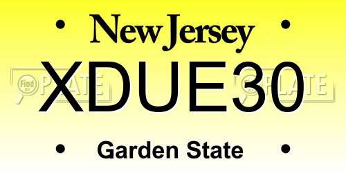 XDUE30 New Jersey License Plate