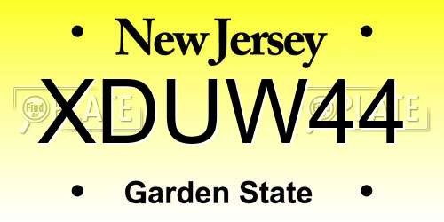 XDUW44 New Jersey License Plate