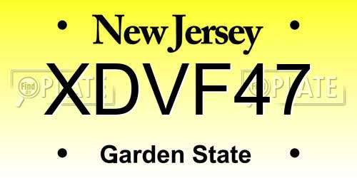 XDVF47 New Jersey License Plate