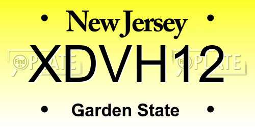 XDVH12 New Jersey License Plate