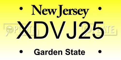 XDVJ25 New Jersey License Plate