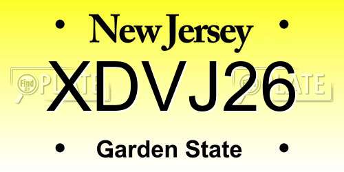 XDVJ26 New Jersey License Plate