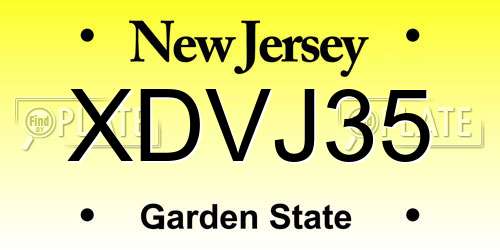 XDVJ35 New Jersey License Plate