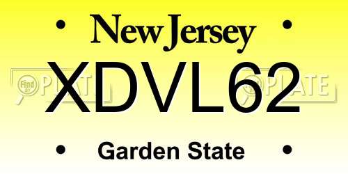 XDVL62 New Jersey License Plate