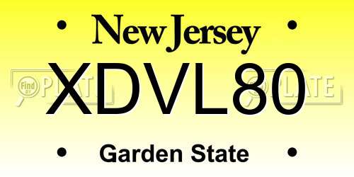 XDVL80 New Jersey License Plate