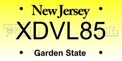 XDVL85 New Jersey License Plate