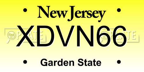 XDVN66 New Jersey License Plate