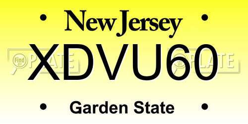 XDVU60 New Jersey License Plate