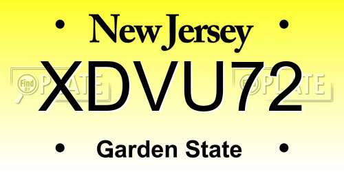 XDVU72 New Jersey License Plate