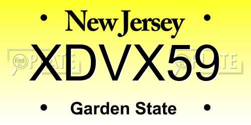 XDVX59 New Jersey License Plate