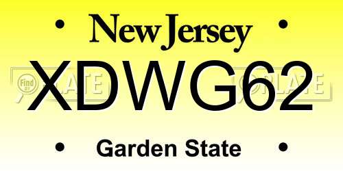 XDWG62 New Jersey License Plate