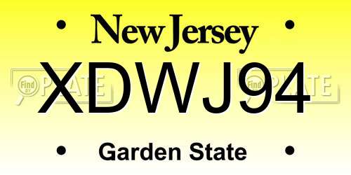 XDWJ94 New Jersey License Plate