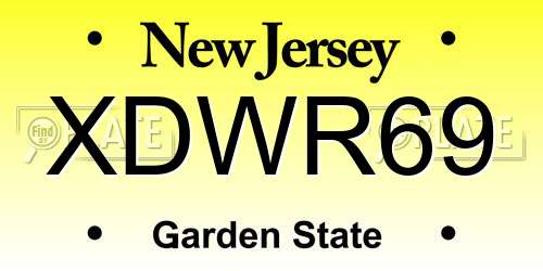 XDWR69 New Jersey License Plate