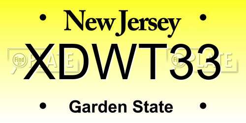 XDWT33 New Jersey License Plate
