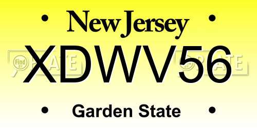 XDWV56 New Jersey License Plate